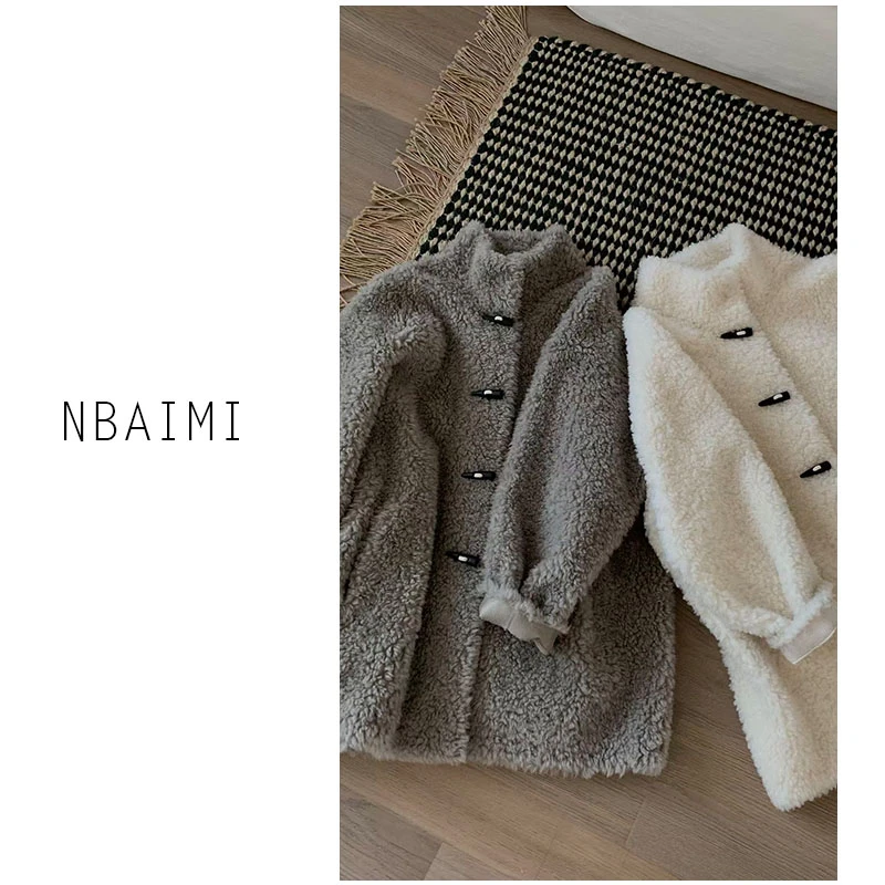 牛角毛毛外套 冬季休闲百搭宽松立领牛角扣毛毛外套