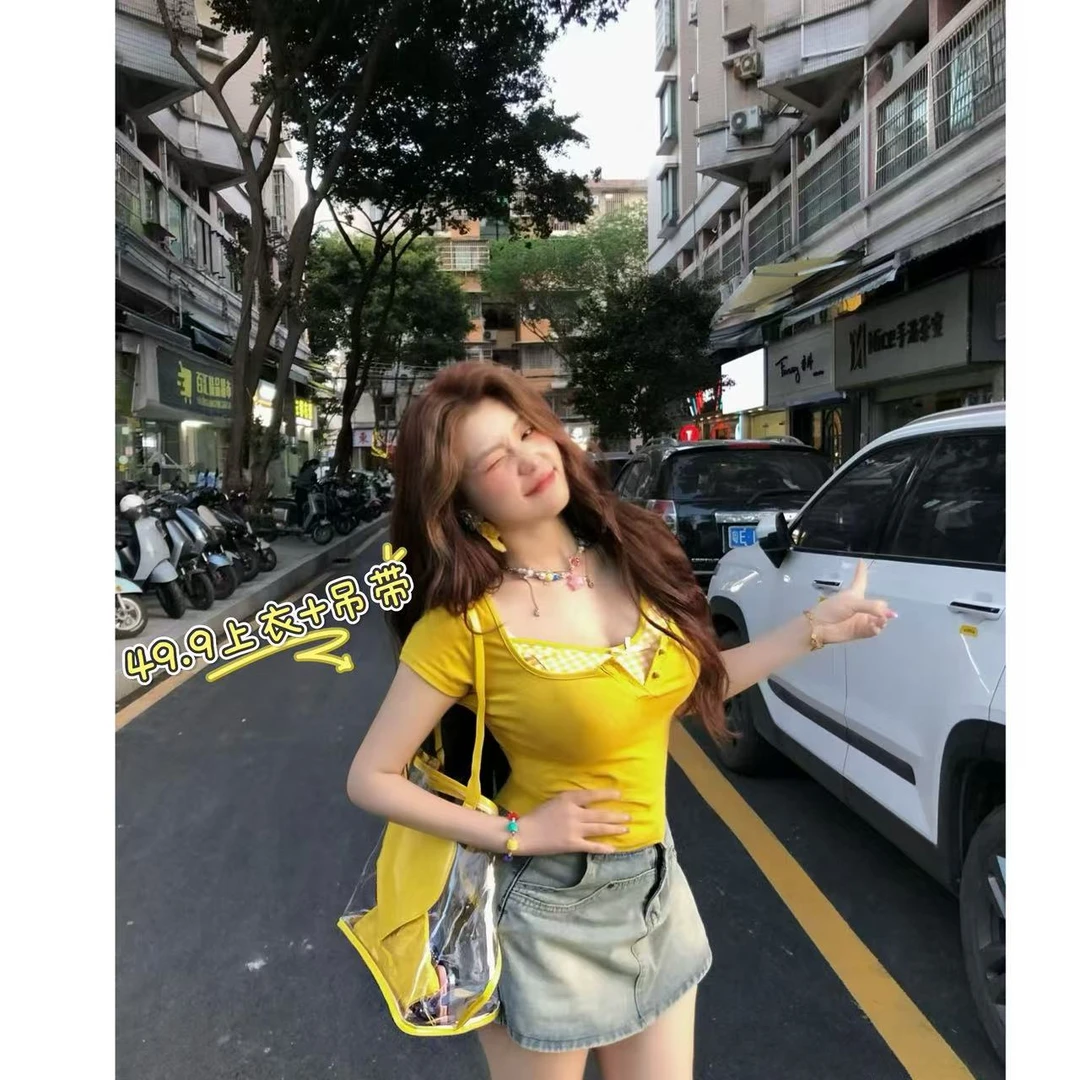 大码休闲短袖T恤女装2025新款夏季正肩两件装胖MM遮肉显瘦上衣