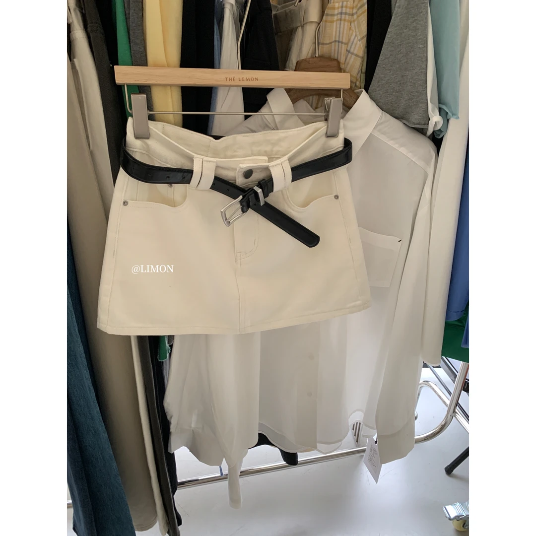 美树【柠檬绿茶】韩系简约百搭显瘦防走光半身裙(不含皮带)B-891#