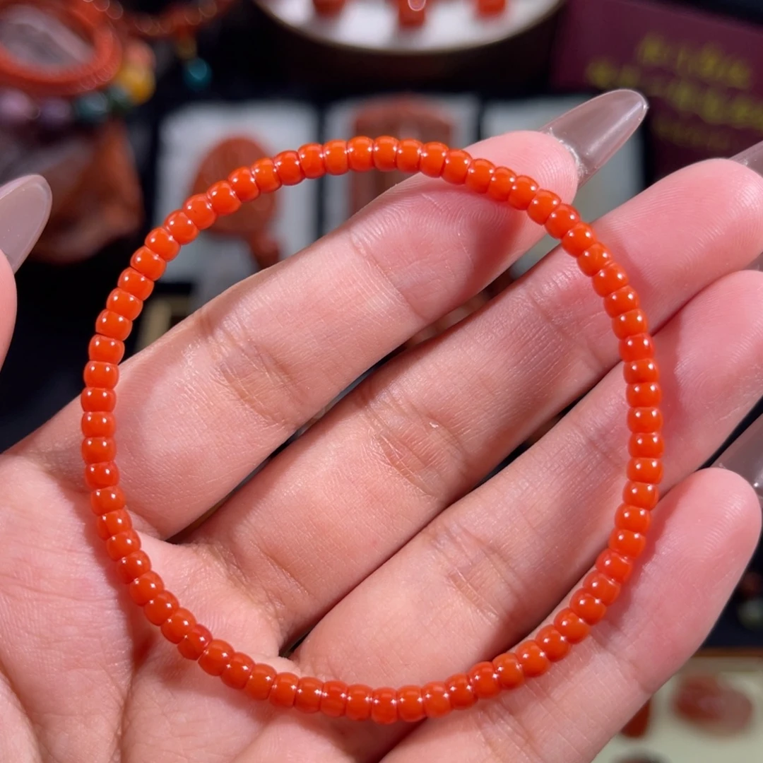 南红玛瑙未镶嵌药片手串3.6左右