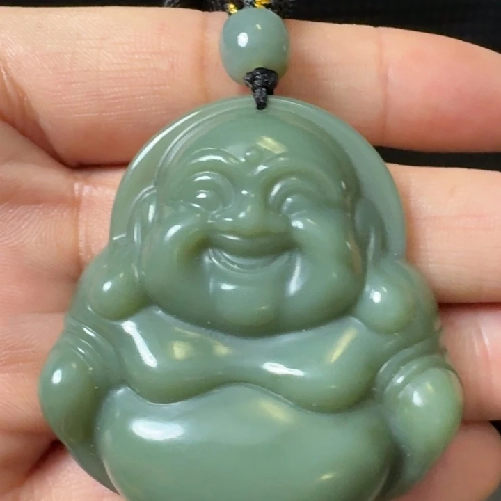 和田玉未镶嵌颈饰粉青佛公