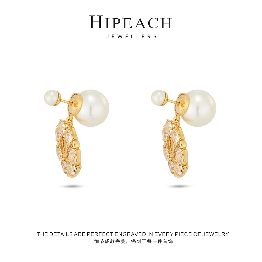 铜合金合成锆石耳饰 天天繁花双珠耳环HTMY0027