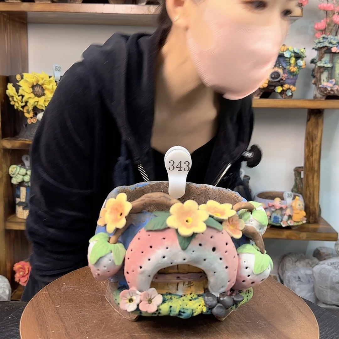 本默花器手捏花盆