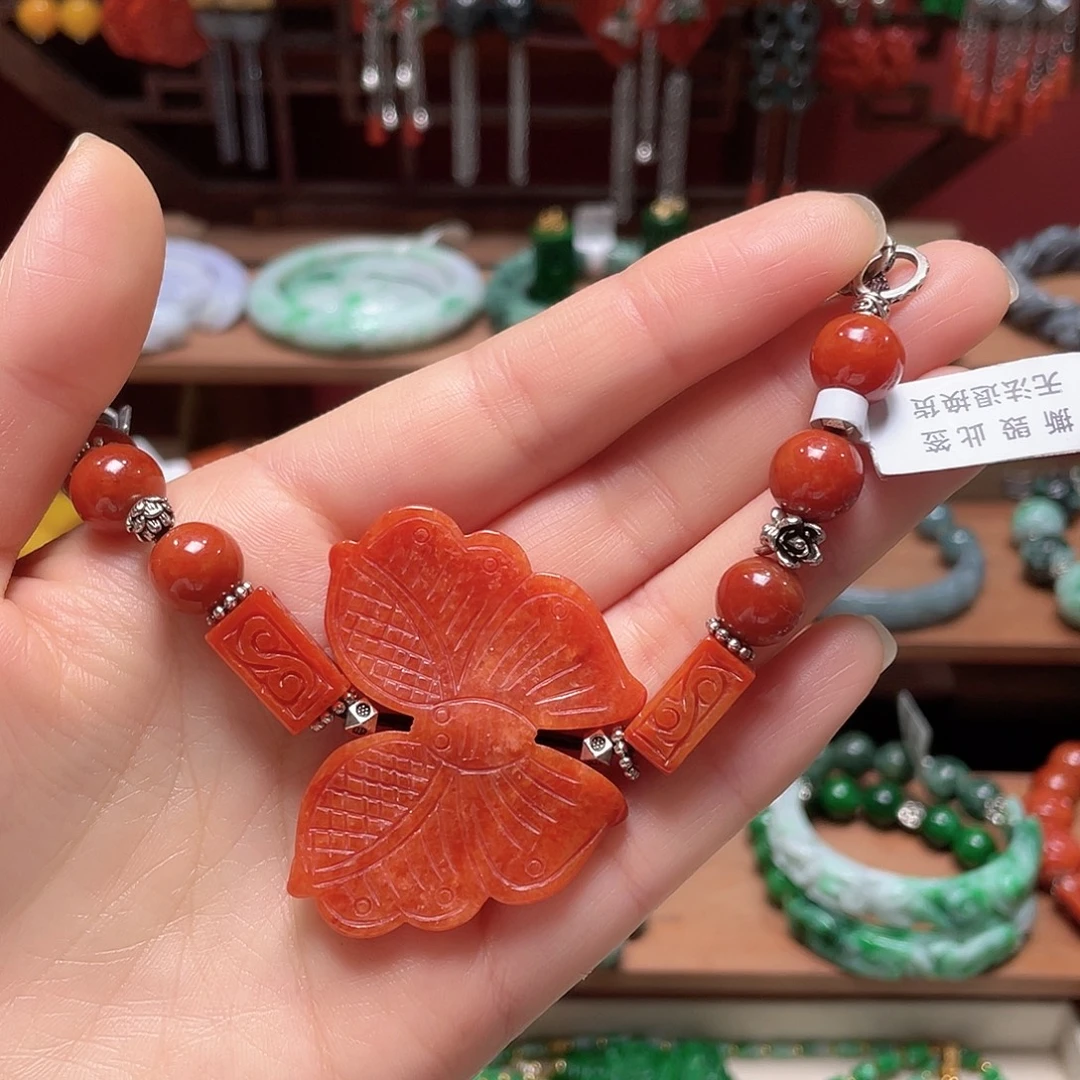 杨***茶翡翠未镶嵌手链饰品