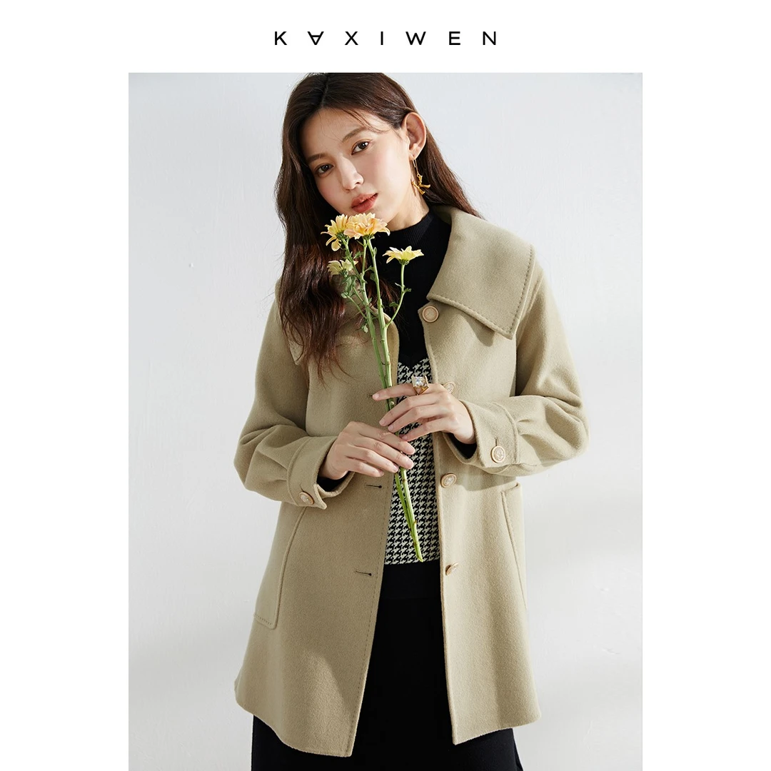 【直播专享】复古减龄娃娃领毛呢短款大衣外套X10ADY8696