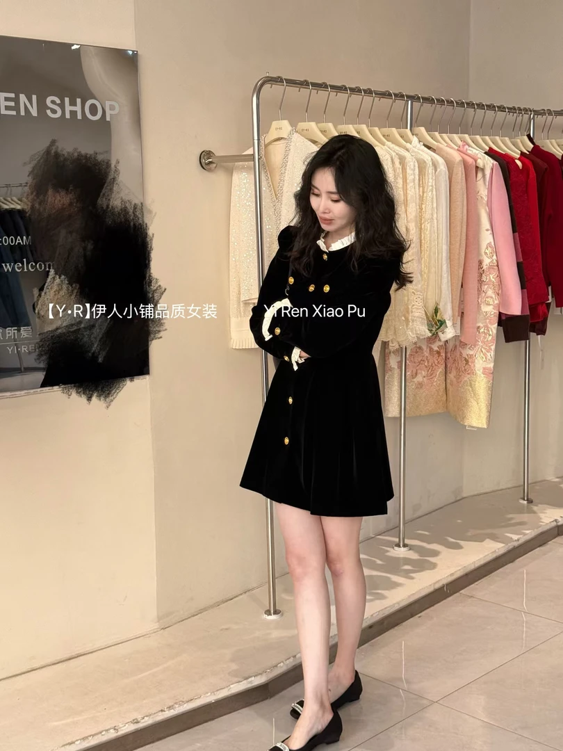 【Y•R】法式小香赫本风丝绒连衣裙