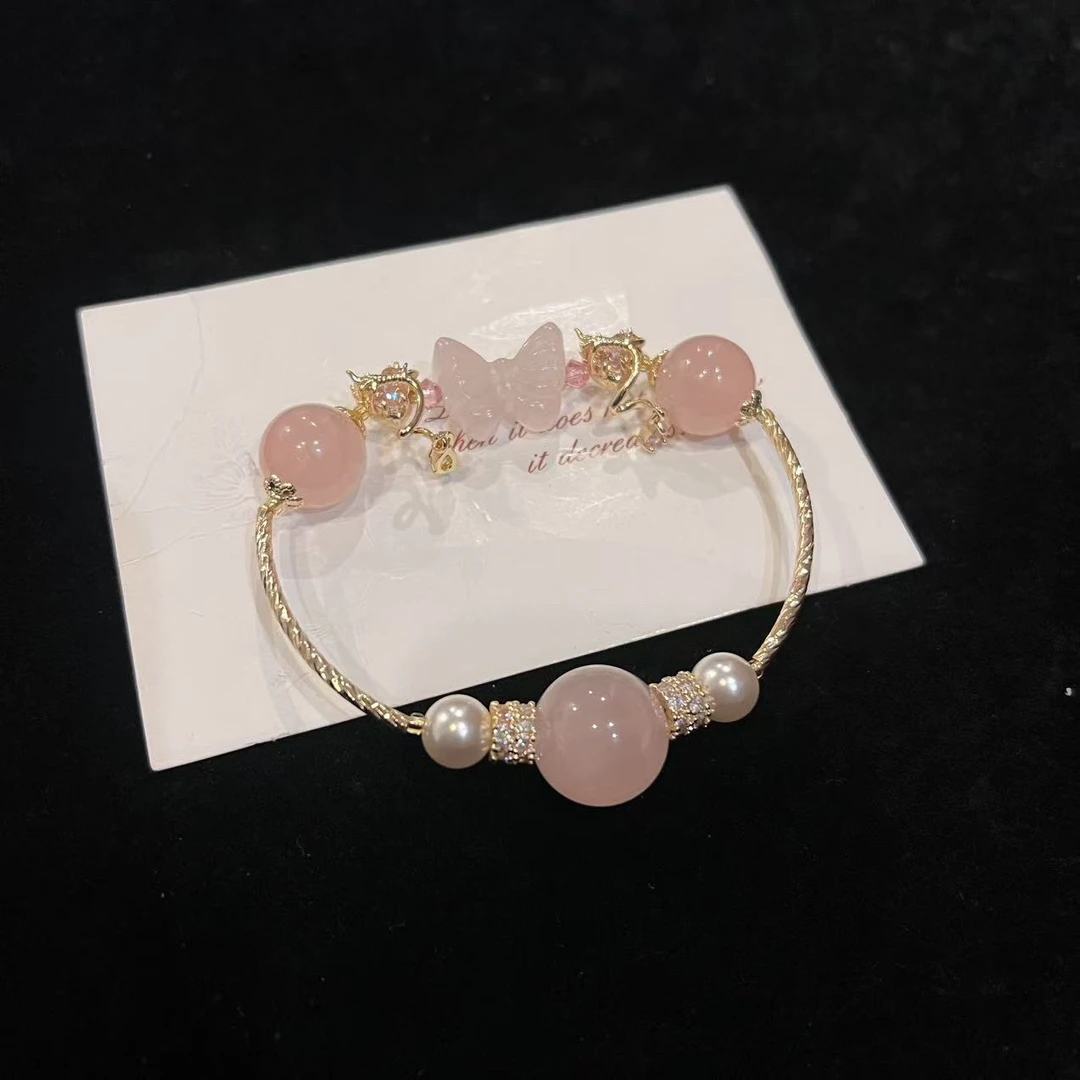 F978 原创 「蝴蝶秘境」13mm西柚粉+粉晶蝴蝶设计款手串 多样性发一