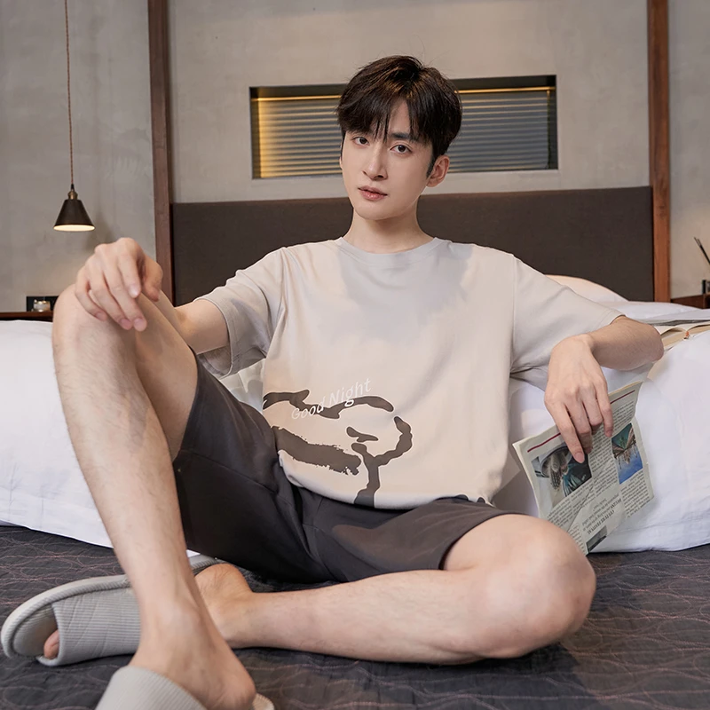 纯棉短袖 家居服男士爆款2025新款 男款高级感夏天薄款青少年睡衣
