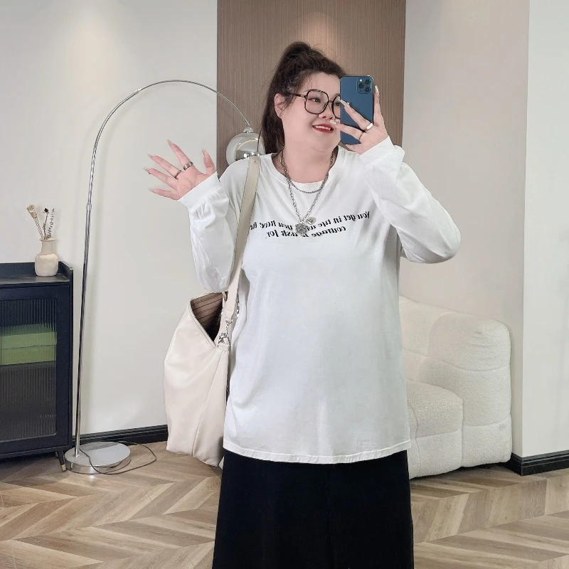 断码捡漏~丹麦假期 / 韩风休闲印花长袖T恤9494花契大码200斤胖mm