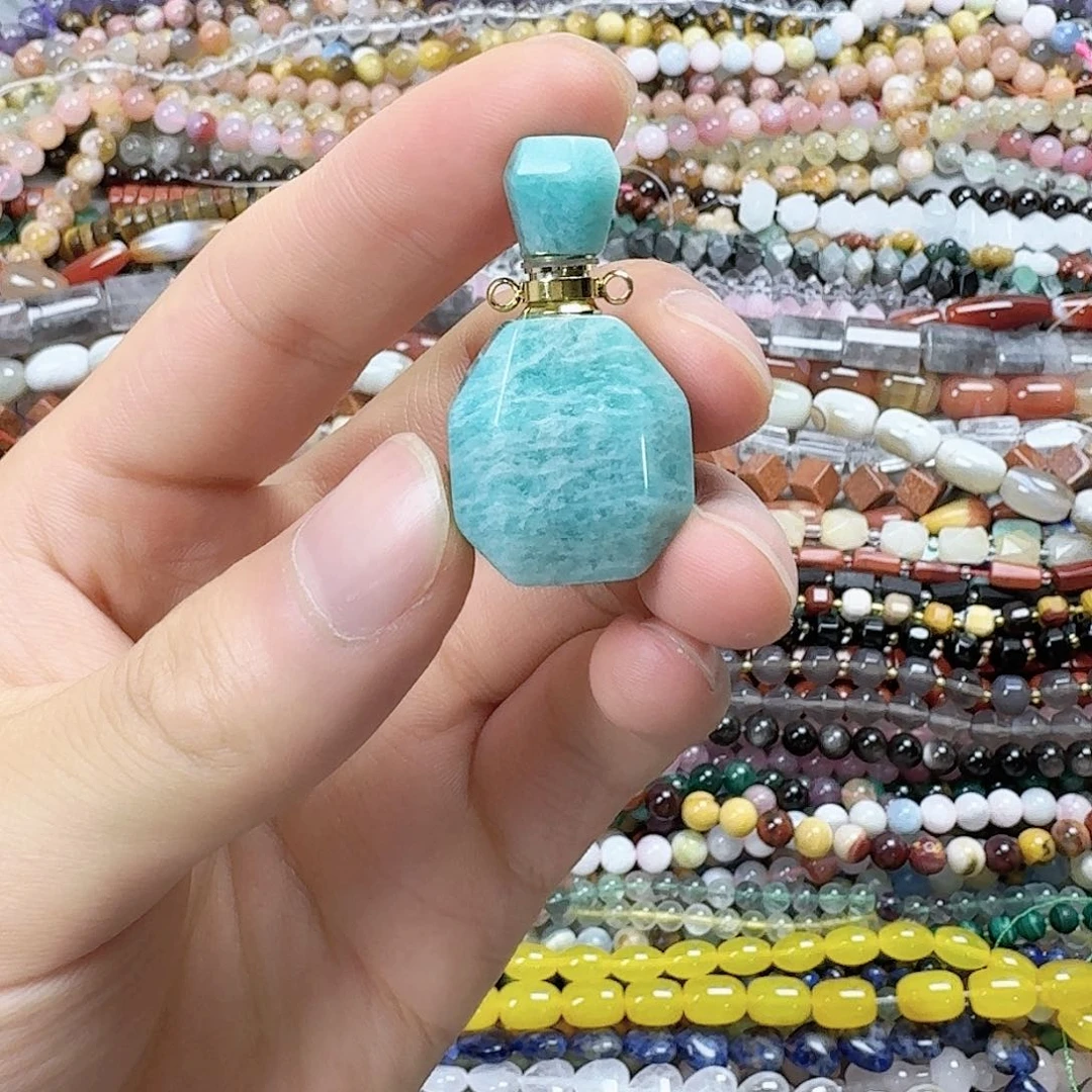 玛瑙/玉髓合金珠宝半成品38×20天河石香水瓶一个