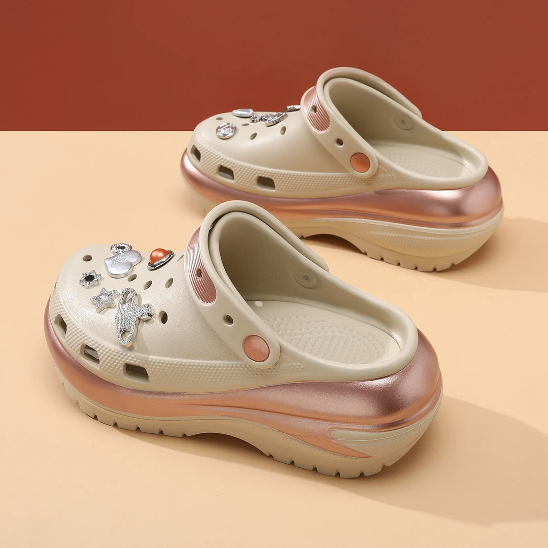 失落土星光轮洞洞鞋女款夏季外穿2025新款厚底增高防滑沙滩凉拖鞋