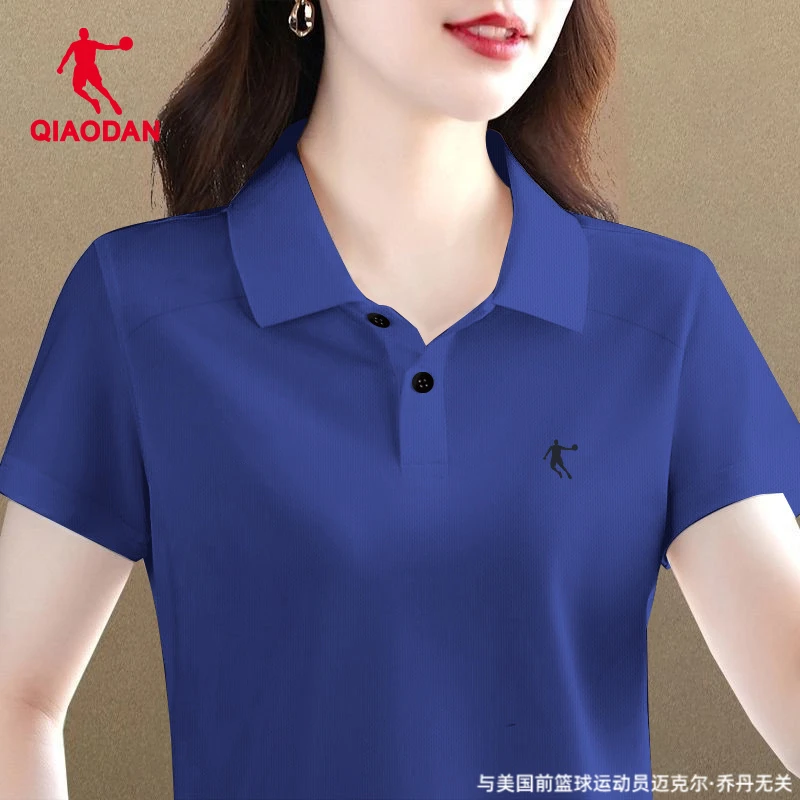 乔丹短袖女2025夏季新款官方正品翻领快干短袖宽松百搭商务T恤女