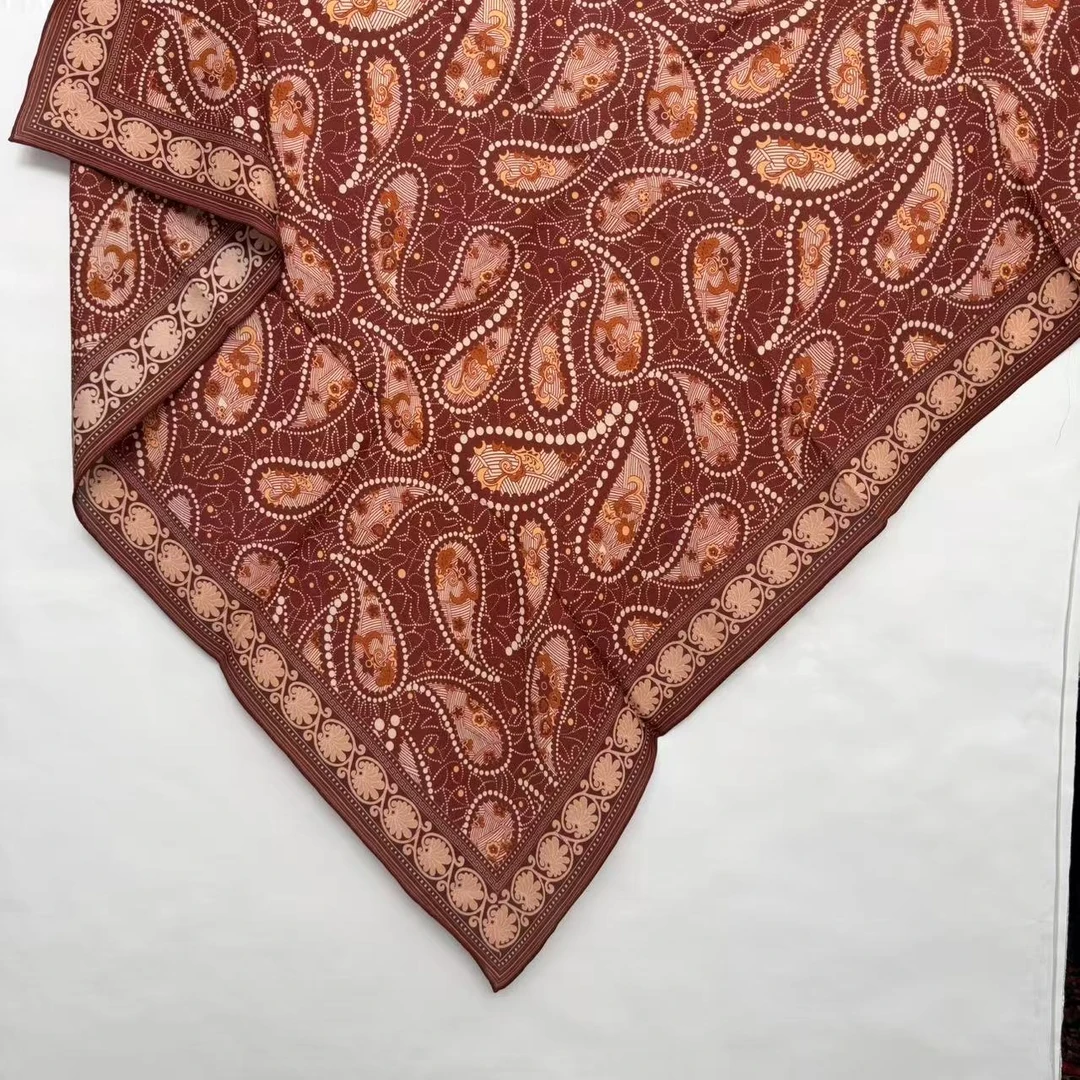 丝纡-- 酒红腰果  6D双乔异花异色桑蚕丝105*105围巾披肩