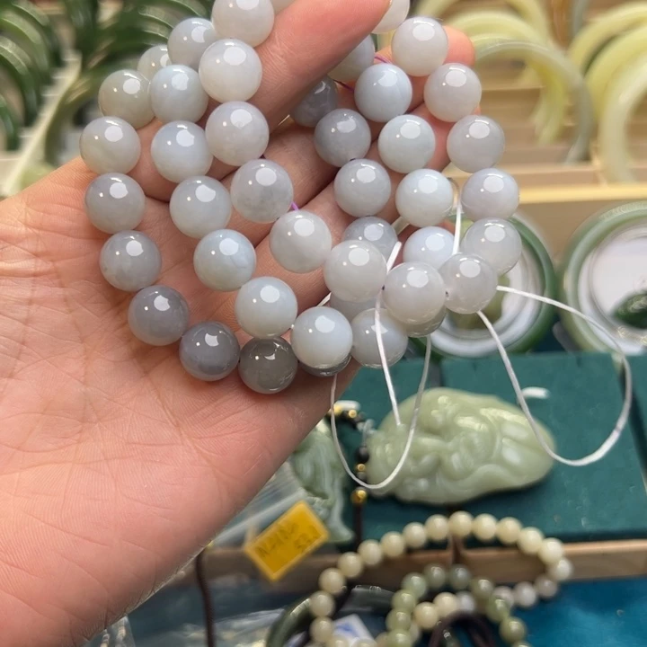 和田玉手链未镶嵌烟紫卡12烟紫卡12