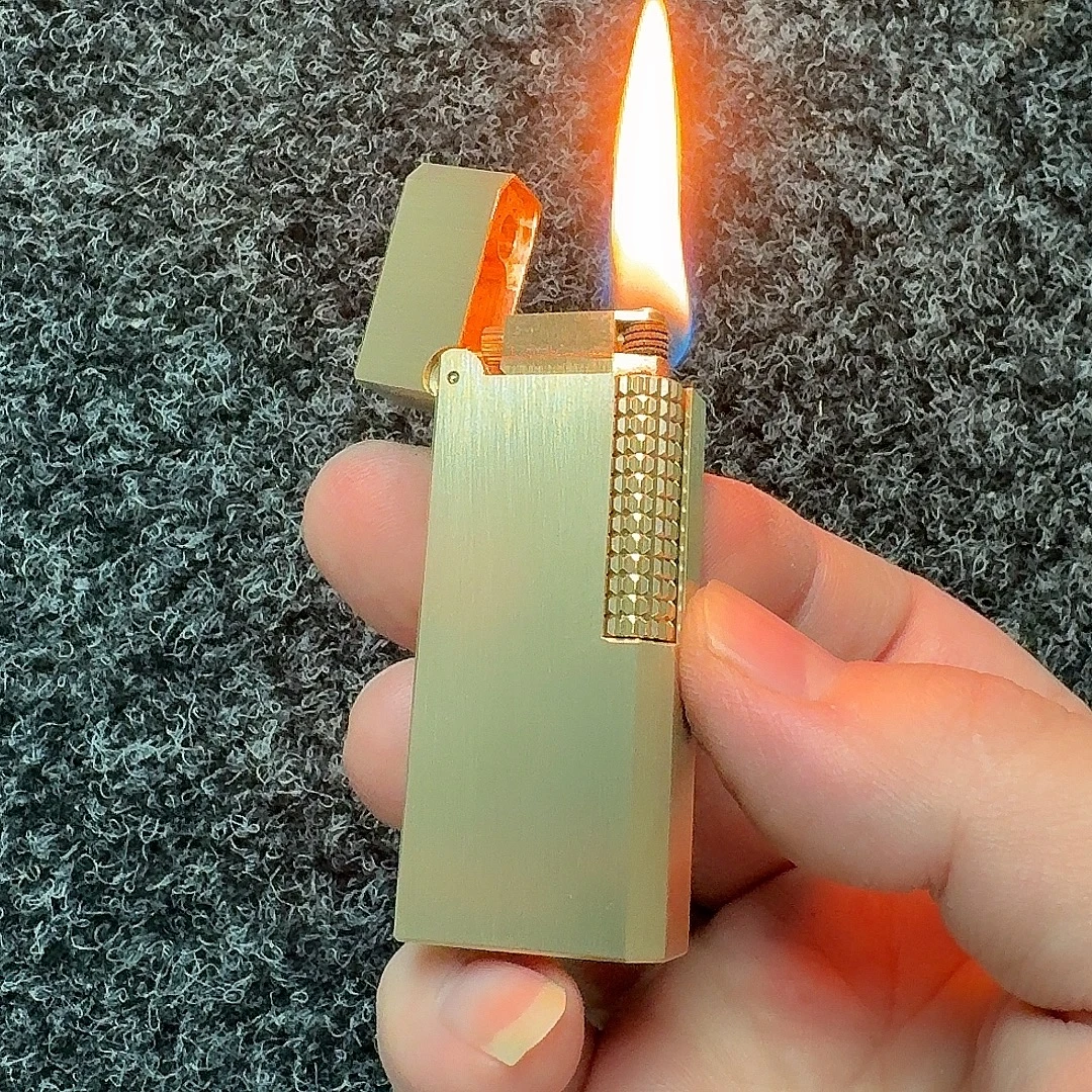 黄铜侧滑轮煤油打火机 搓轮顶部加油打火机 送火石 包邮