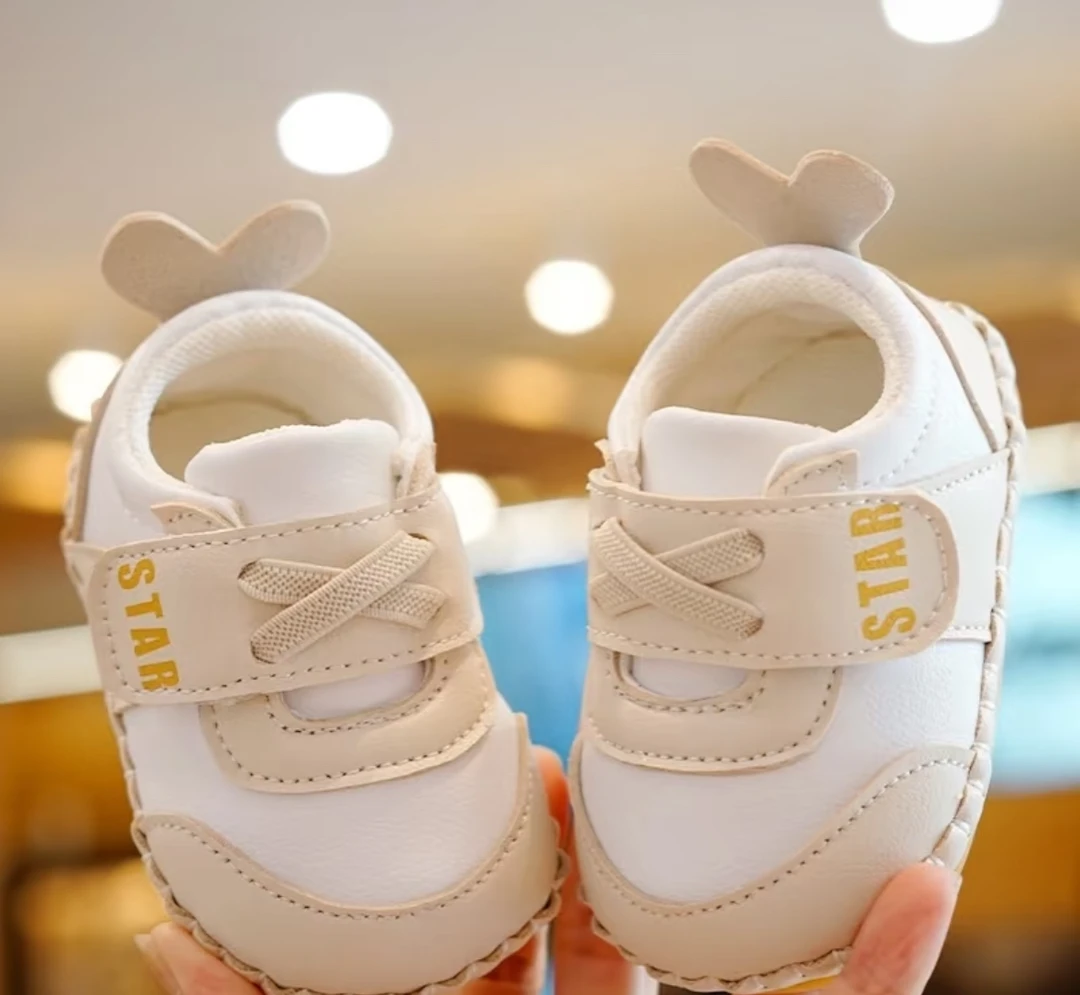 【300-350】春秋女车缝线鞋子运动防滑皮革拼接女童学步鞋小白鞋