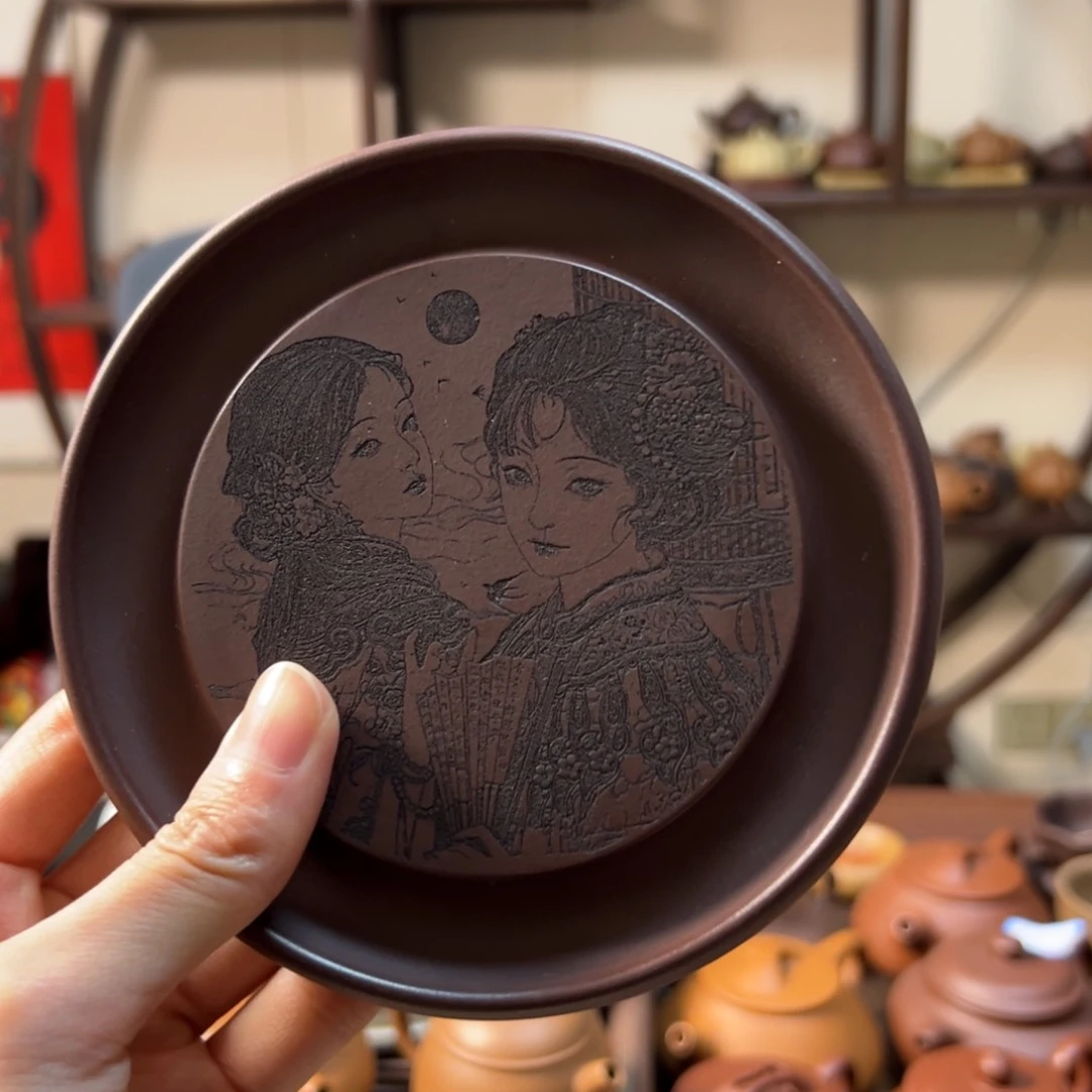 紫砂茶壶紫砂茶盘美女