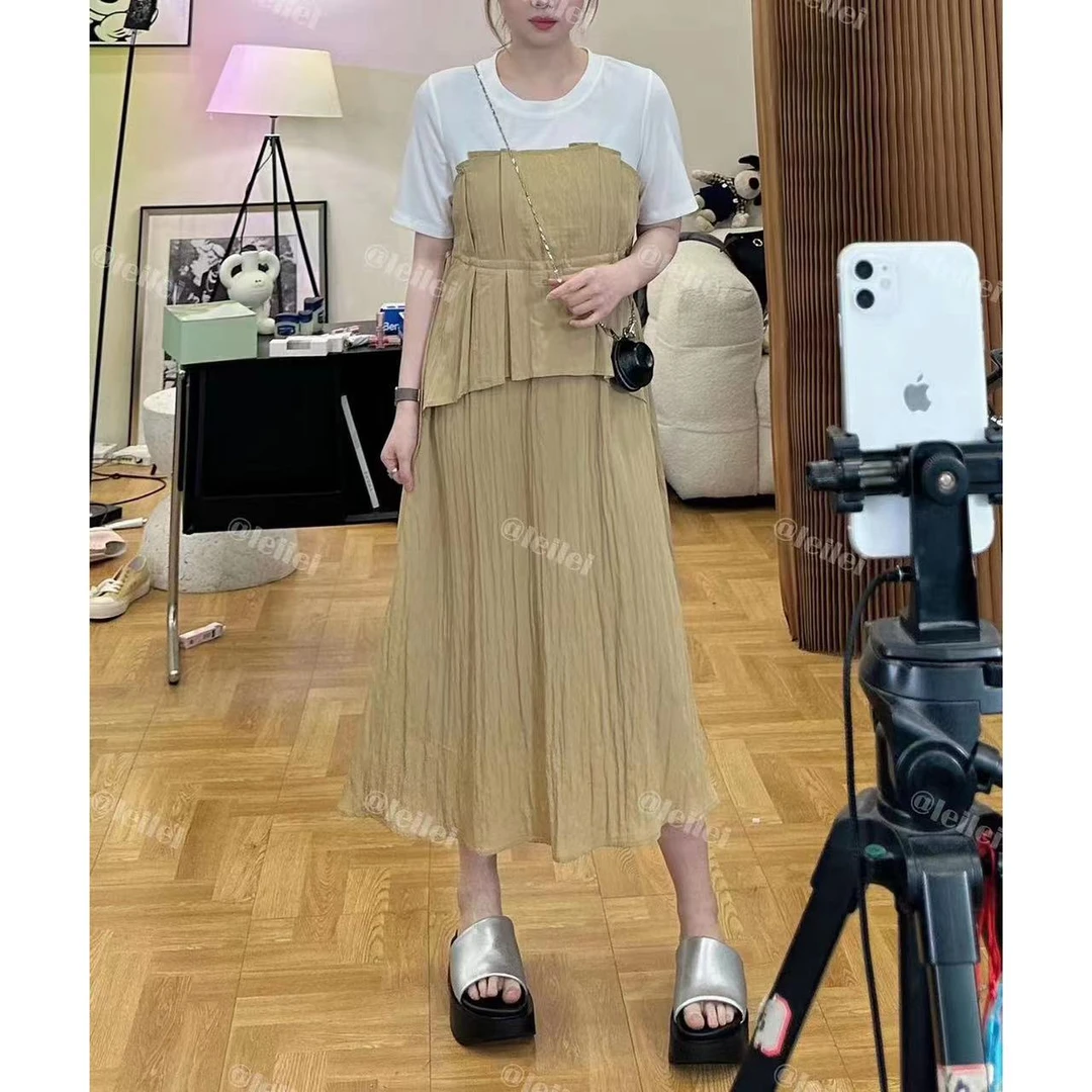 晶咕「南法海岸」小心机不规则拼接T恤连衣裙显瘦气质时尚