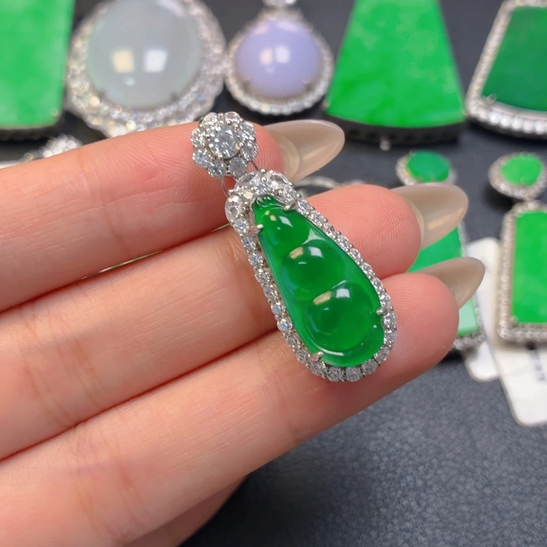 翡翠银S925镶嵌吊坠(不含链)