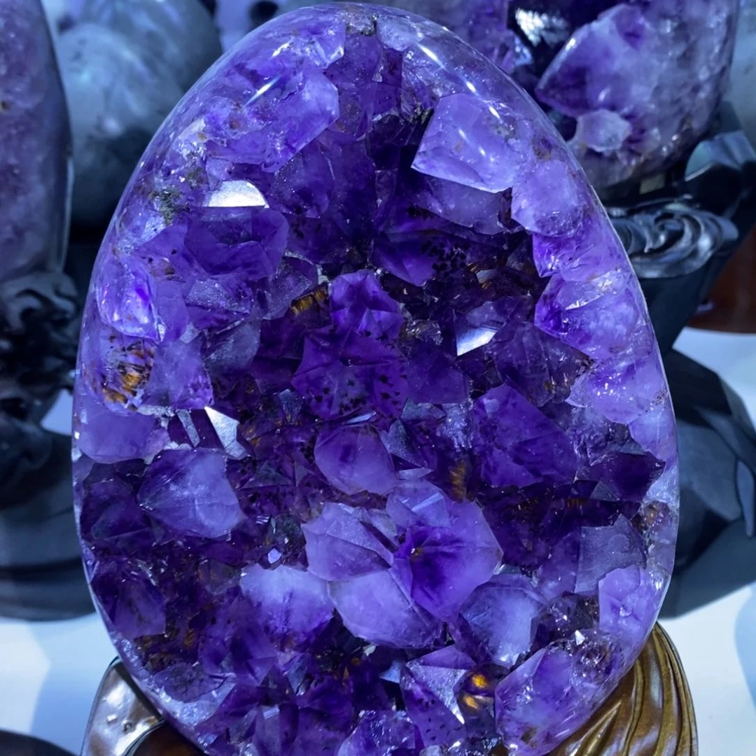 未镶嵌珠宝半成品紫晶8585紫钛晶全抛龙蛋