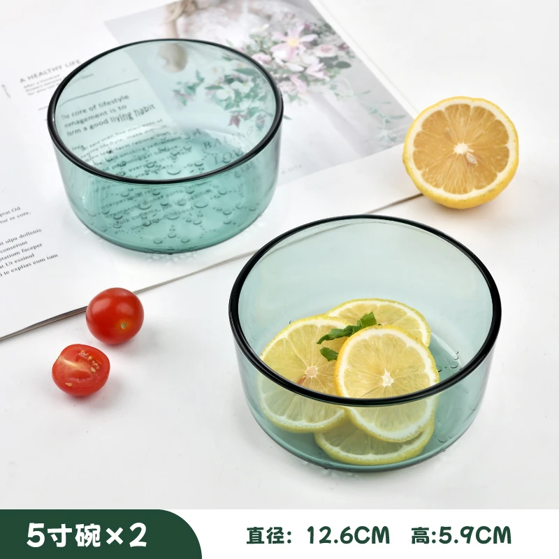高太白（GTB）【2只装】5英寸湖绿色碗2025新款玻璃碗耐高温餐具套装