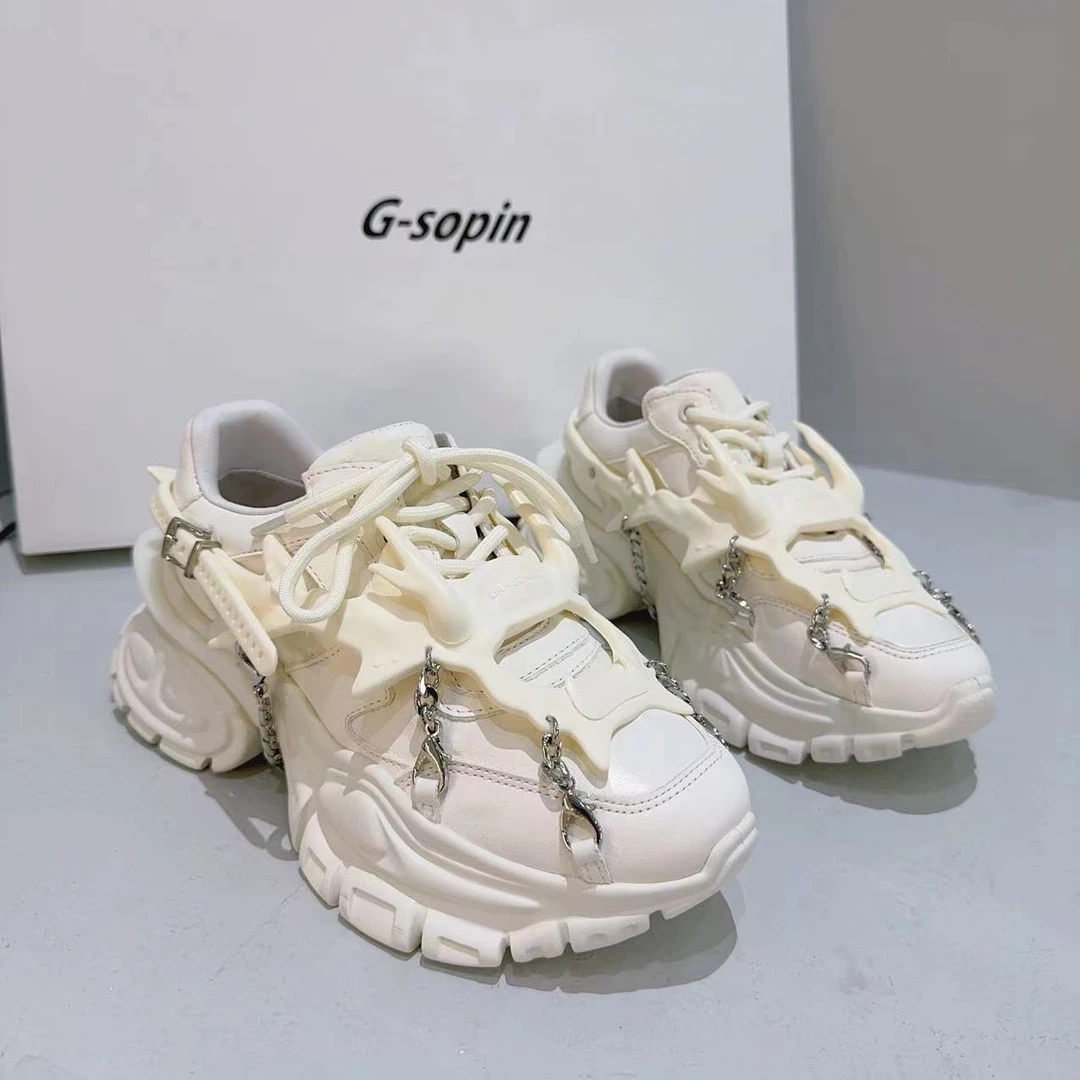 现货C1｜“小龙人”真皮羊里垫老爹女鞋｜半码拍小｜557-5白