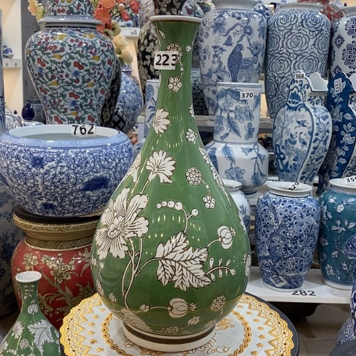 摆件远*手绘陶瓷玉壶春花瓶