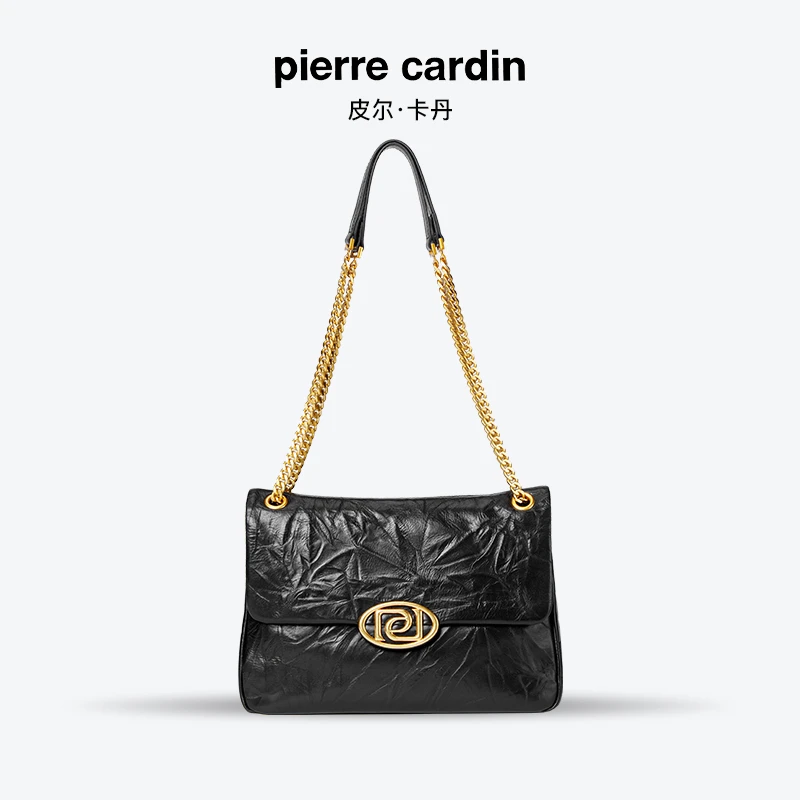 皮尔卡丹小众链条包时尚耐磨百搭方包简约风斜挎包牛皮小香风女包