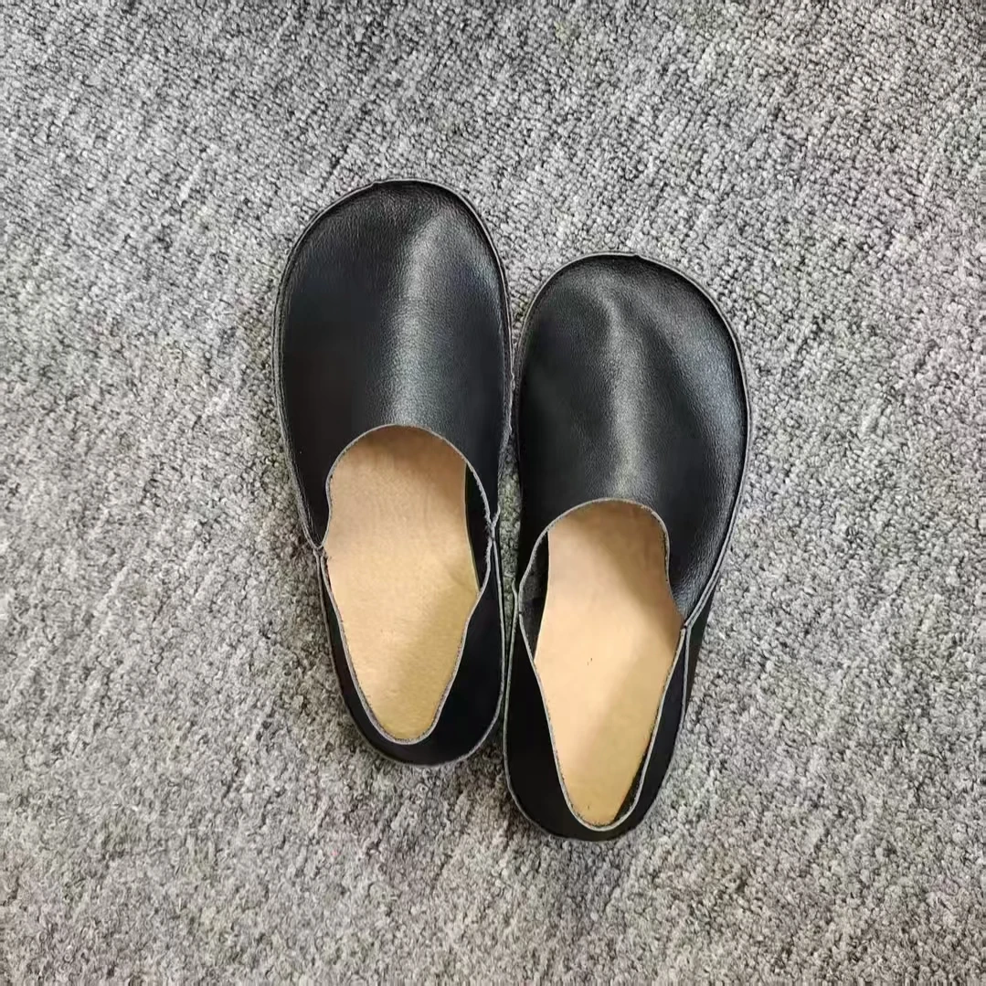 纯牛皮乐福平跟森系一脚蹬单鞋夏天平底鞋软底奶奶鞋百搭鞋子2540