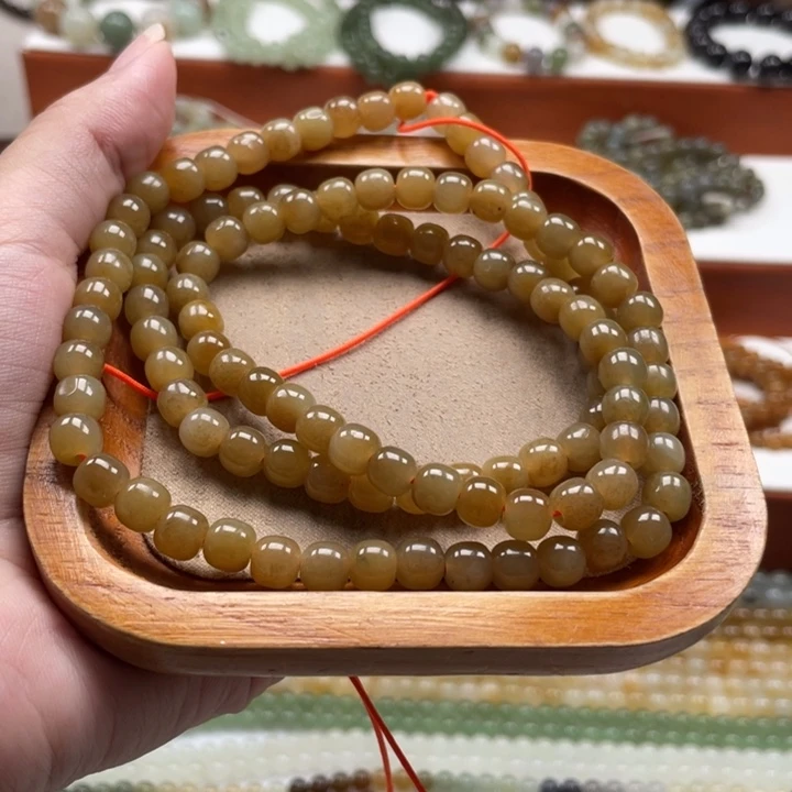 和田玉未镶嵌毛衣链珠串6*7mm