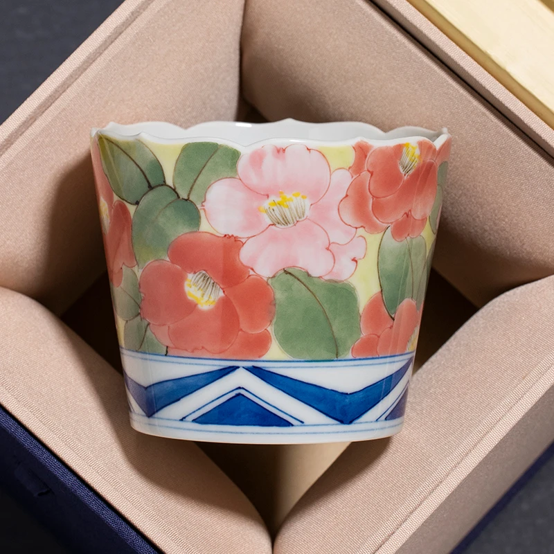 仿古釉莲瓣纯手绘茶杯功夫茶具陶瓷茶盏主人杯女士个人专用喝茶杯