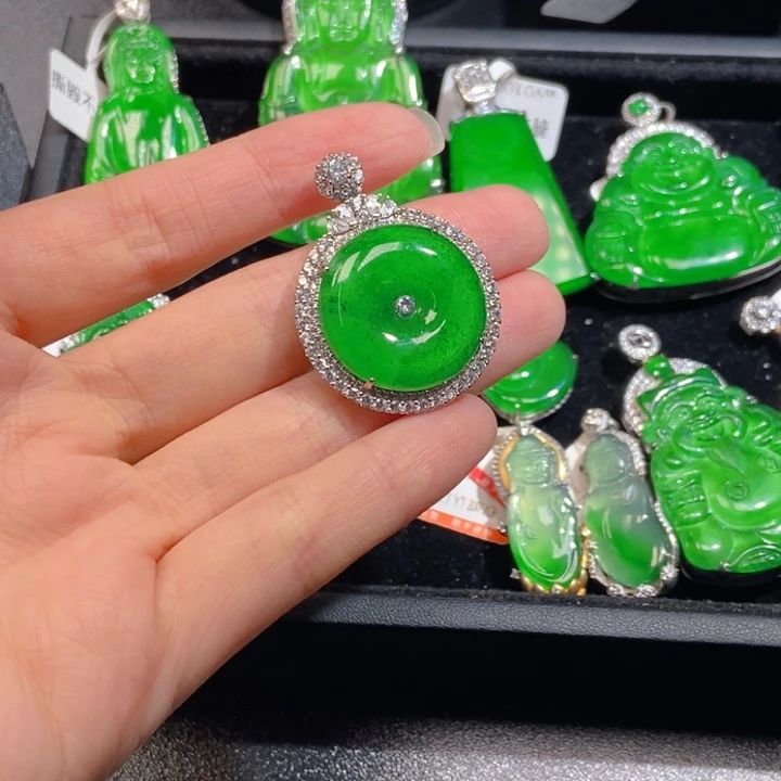 翡翠银S925镶嵌吊坠(不含链)