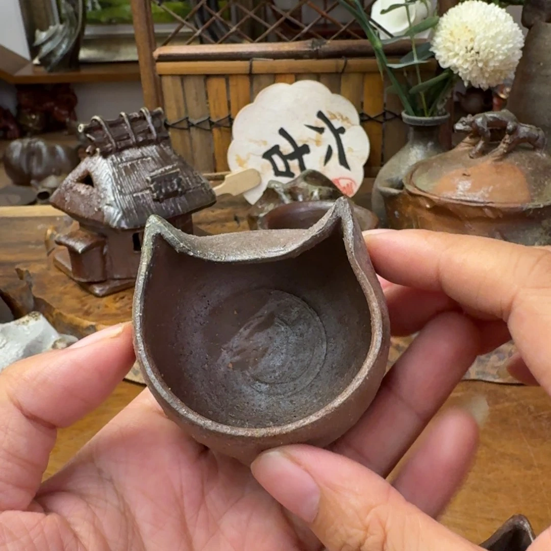 土器女士备前烧小猫杯福利一口价
