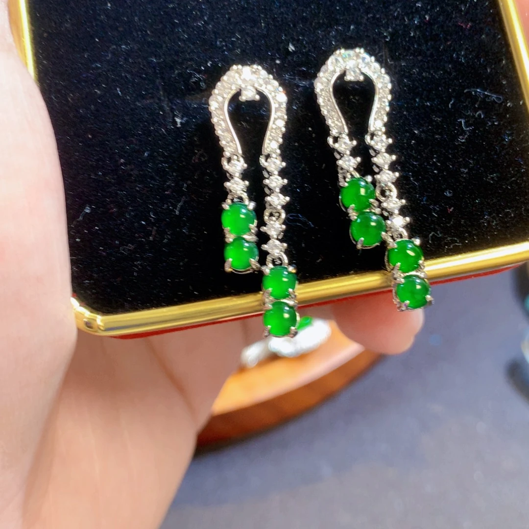 翡翠未镶嵌耳饰天然翡翠