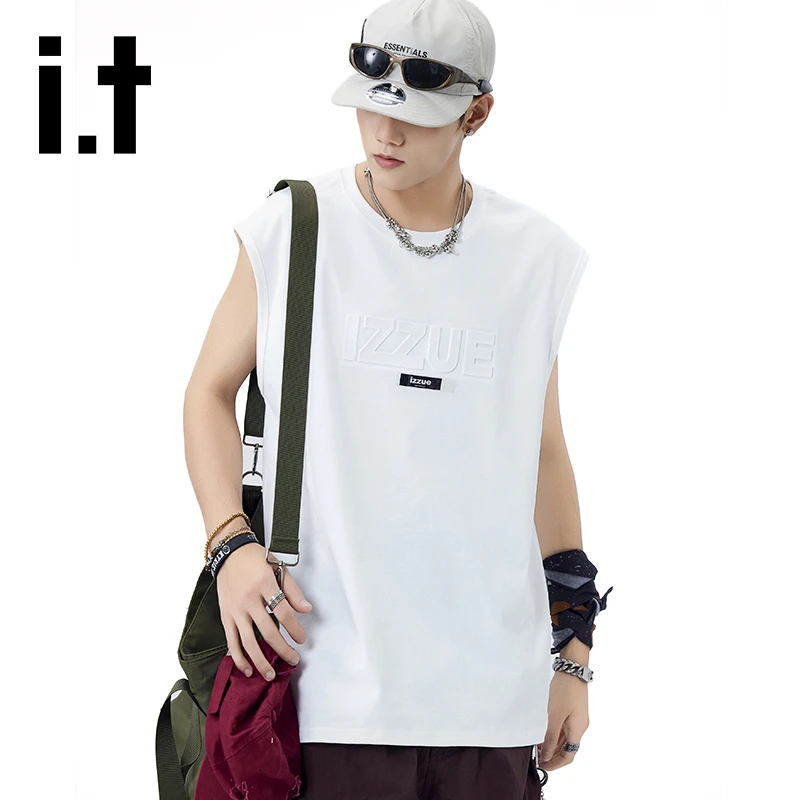 i.t izzue美式休闲纯棉坎肩背心男士夏季宽松透气百搭潮牌无袖T恤