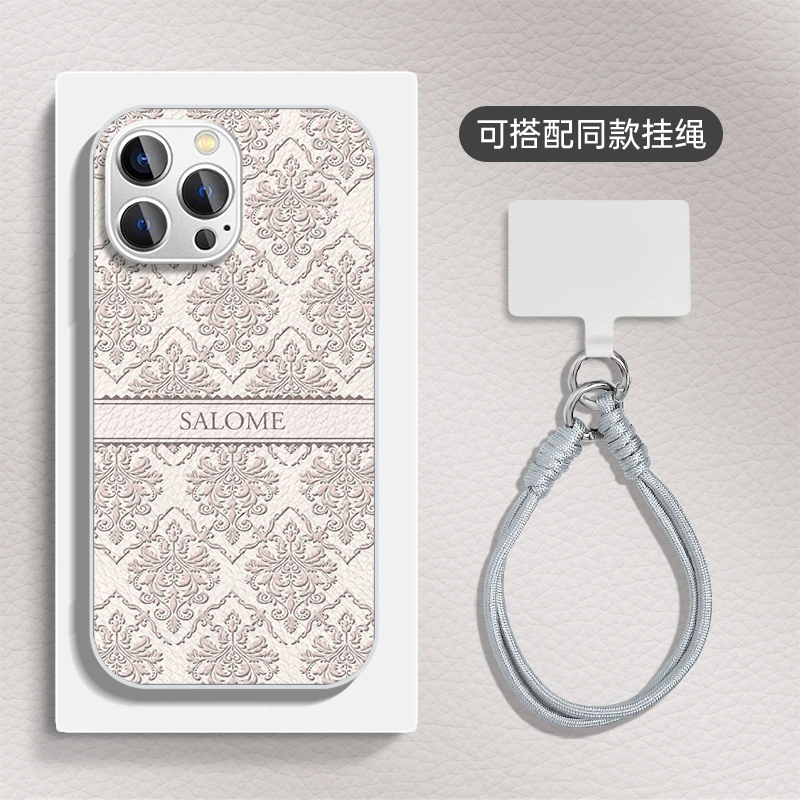 适用于苹果16华为OPPO小米VIVO简约百搭金属漆小羊皮手机壳HA0410