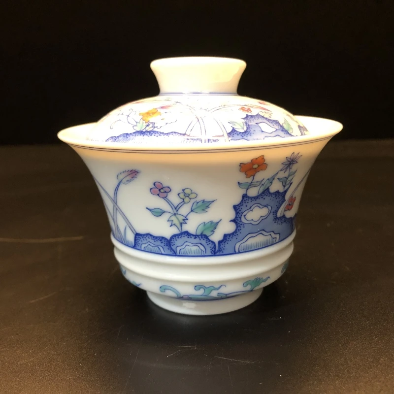 12.29a/N200520/00352//斗彩花鸟二才盖碗/口径9.4/高8/125cc