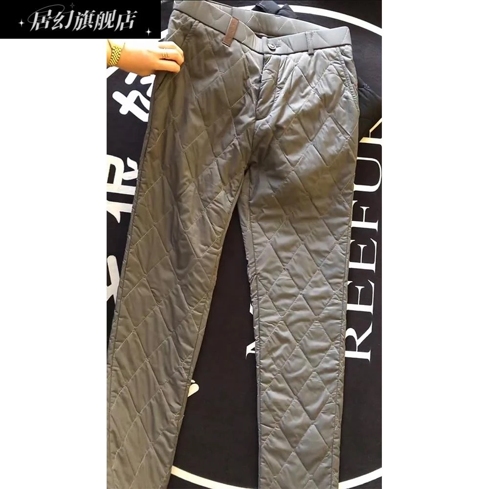居幻冬季新款男士高品质外穿菱格棉裤百搭防风抗寒加厚保暖休闲裤