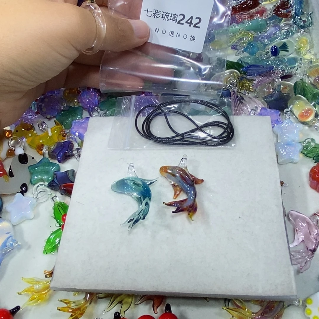 就***吧玻璃颈饰242鲸鱼两条带绳子