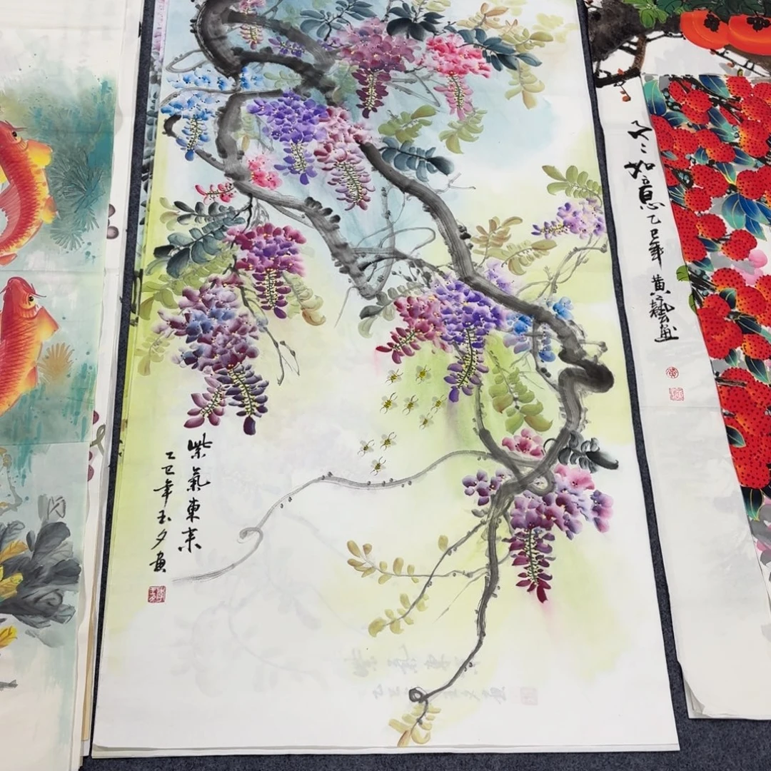 国画140×70紫气东来手绘画画画