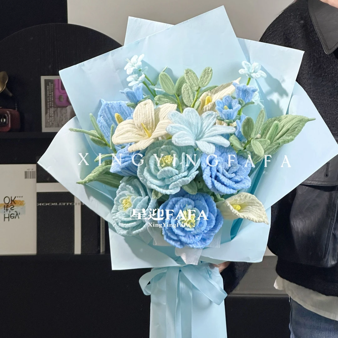 【梦境花园蓝色系花束】材料｜扭扭棒自制花束送女友送朋友生日礼物