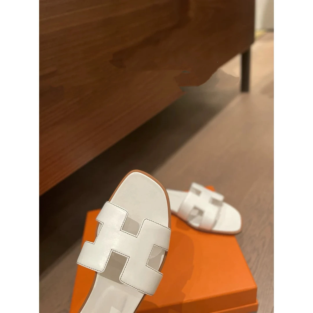 一字拖平底方头夏季百搭外穿法式平跟胶粘鞋极简风