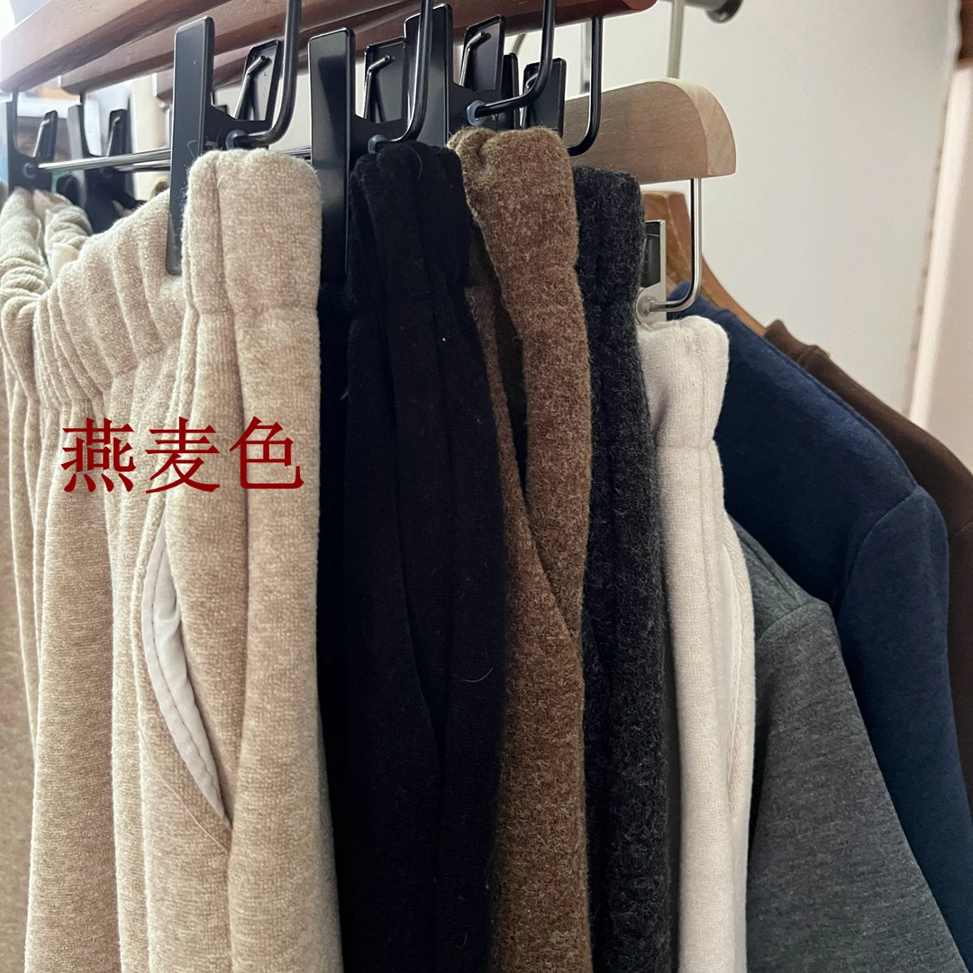 厚实羊绒棉松紧腰加绒褶皱休闲裤女士百搭保暖显瘦垂感哈伦毛呢裤