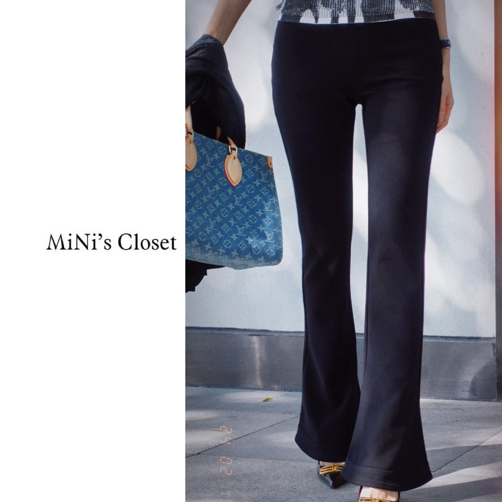 【MiNi推荐】韩版春夏款微喇叭长裤复古修身显瘦休闲马蹄裤女JC0366