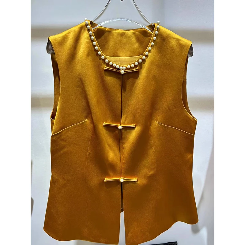 新中式时尚高级感百搭立领醋酸盘扣坎肩马甲减龄夏季2025新款102