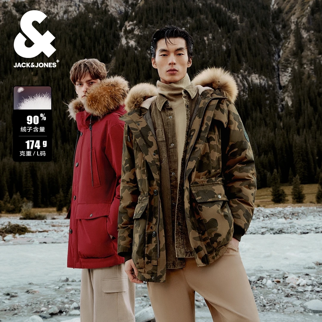 【WOOLRICH联名】杰克琼斯秋冬厚外套连帽好羽绒服男工装派克复古