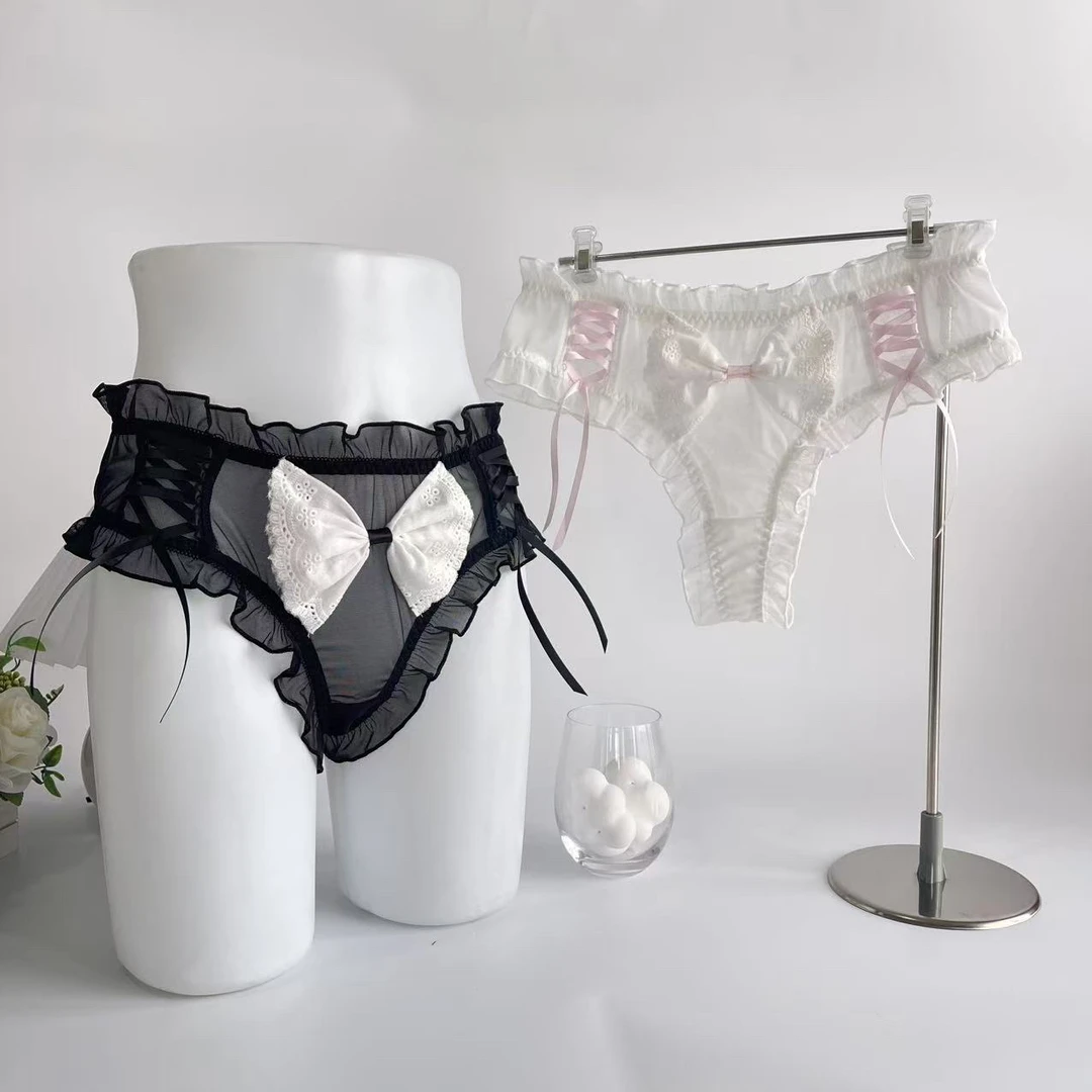 日系甜美蕾丝透气性感透明女士夏季三角内裤纯欲薄款诱惑火辣