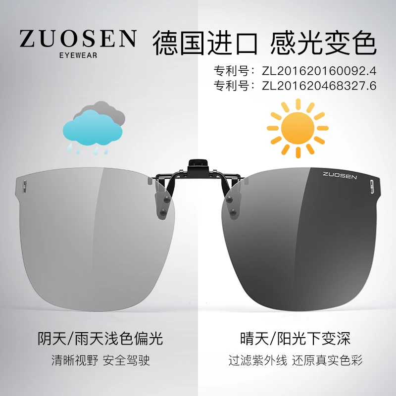 佐森超轻近视夹片驾驶偏光墨镜男开车专用钓鱼变色可上翻太阳镜女