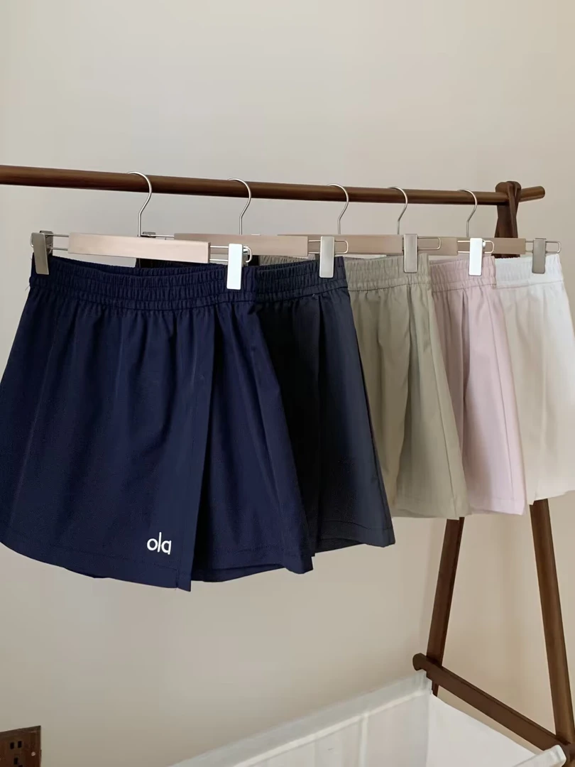 松紧裙裤显瘦微弹力阔腿速干休闲裤简约字母夏季