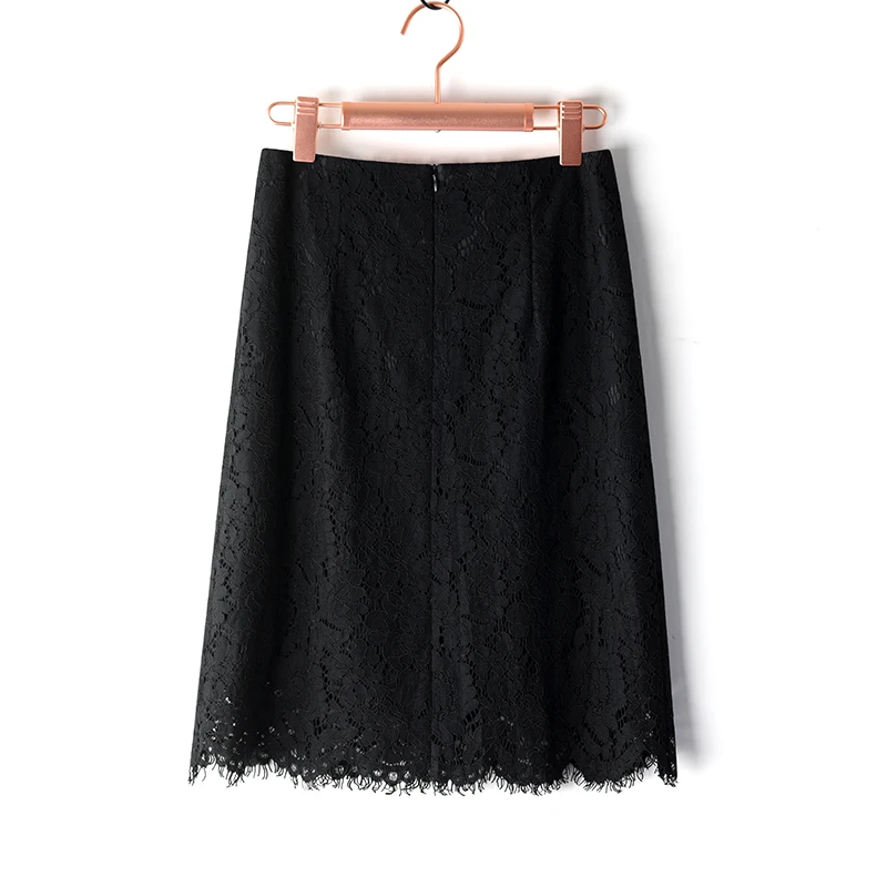 蕾丝裙子黑色半身裙女2025春夏季新款高腰显瘦a字裙中长款网纱裙